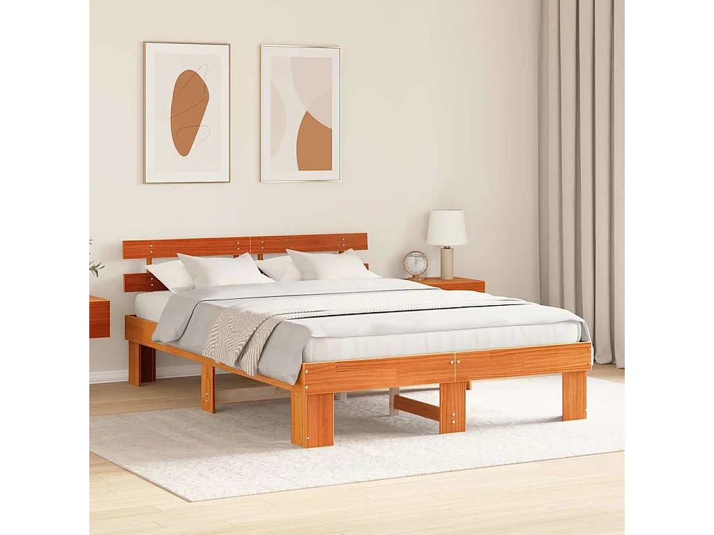 Lit double | Lit adulte | Cadre de lit Marron 150x200 cm Bois de pin massif