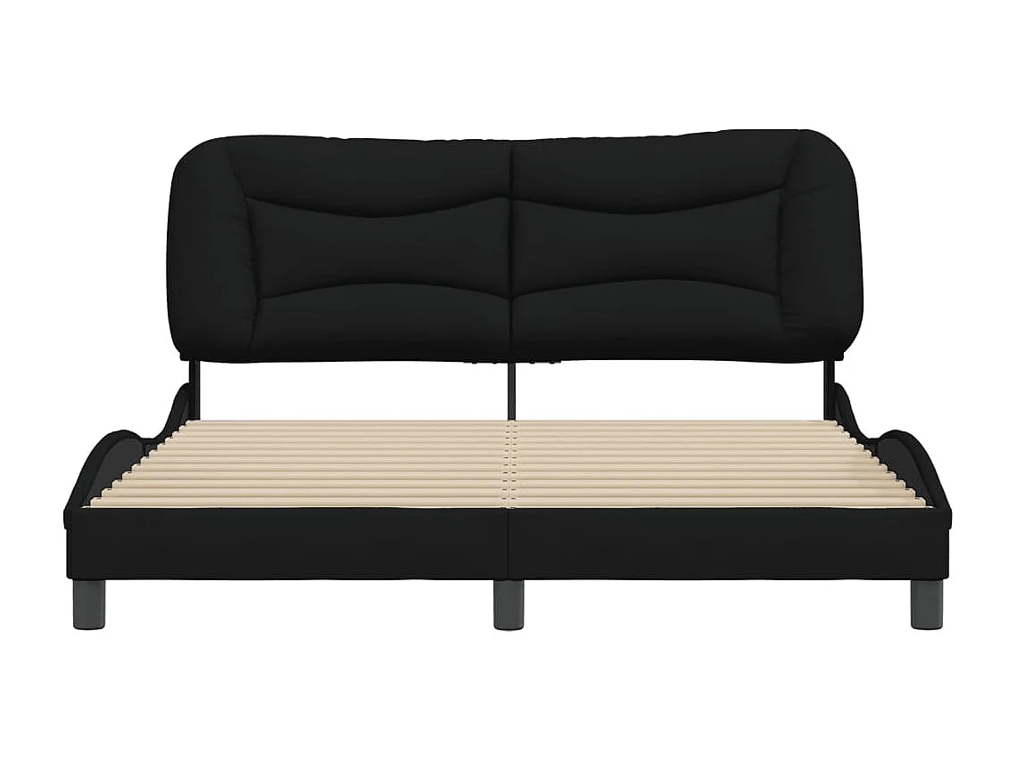Lit double | Lit adulte | Cadre de lit noir 160x200 cm tissu
