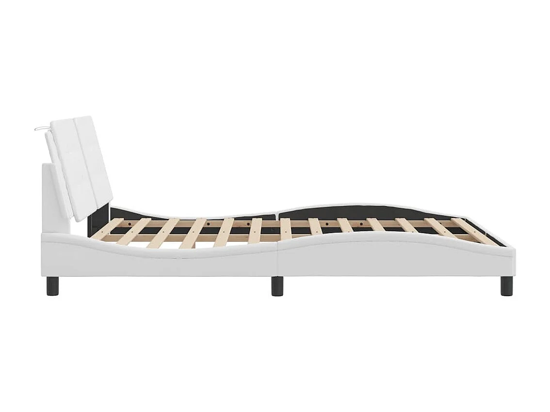 Lit double | Lit adulte | Cadre de lit blanc 160x200 cm similicuir