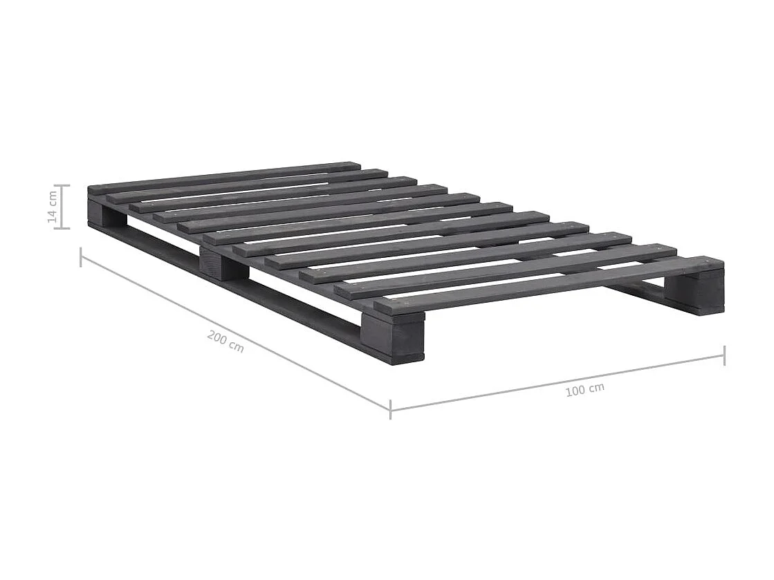 Lit simple | Lit adulte, enfant | Cadre de lit de palette gris 100x200cm bois massif