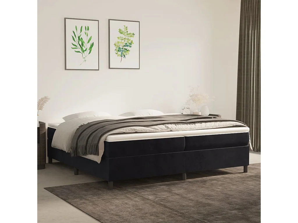 Lit double | Lit adulte | Cadre de lit noir 200x200 cm velours