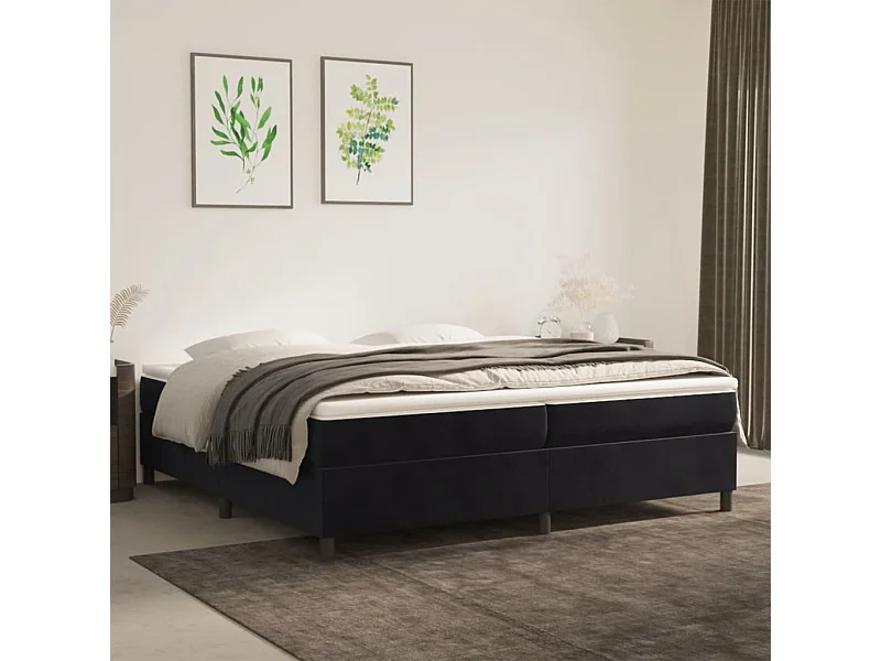 Lit double | Lit adulte | Cadre de lit noir 200x200 cm velours