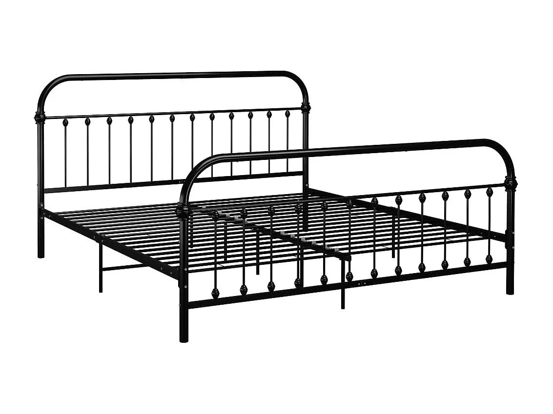 Lit double | Lit adulte | Cadre de lit avec tête de lit noir 180x200 cm