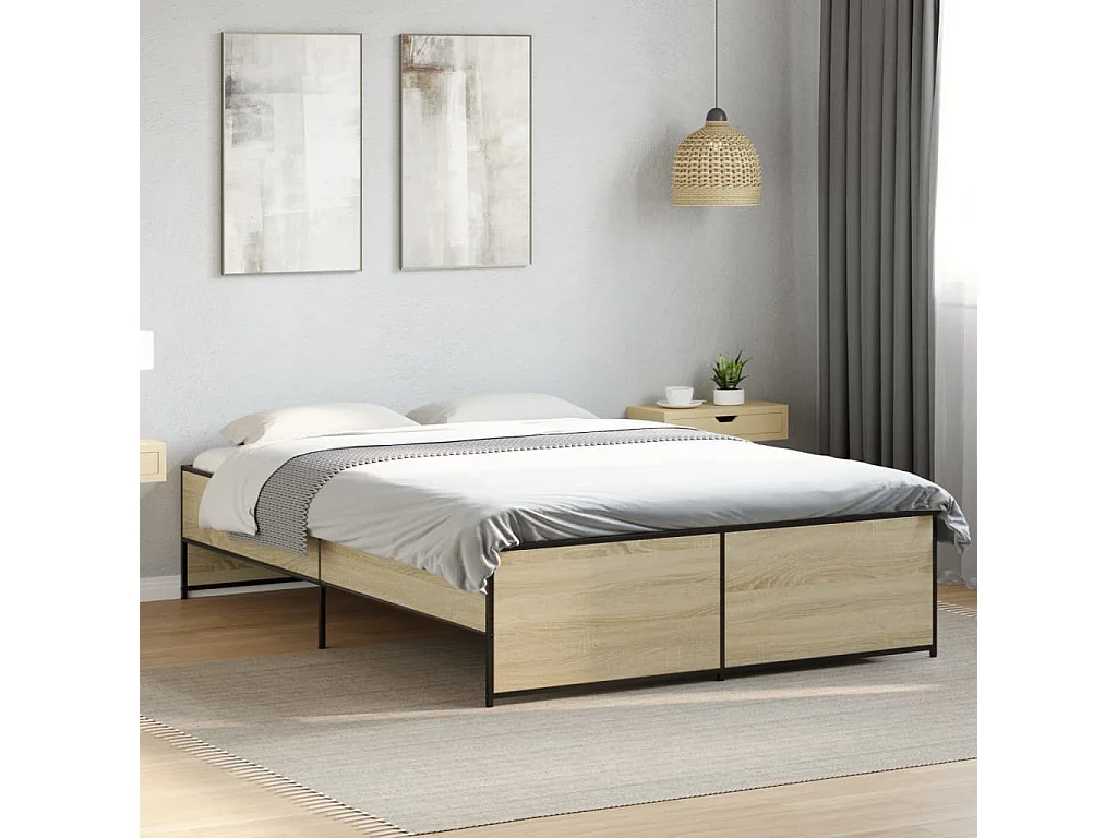 Lit double | Lit adulte | Cadre de lit chêne sonoma 140x190 cm