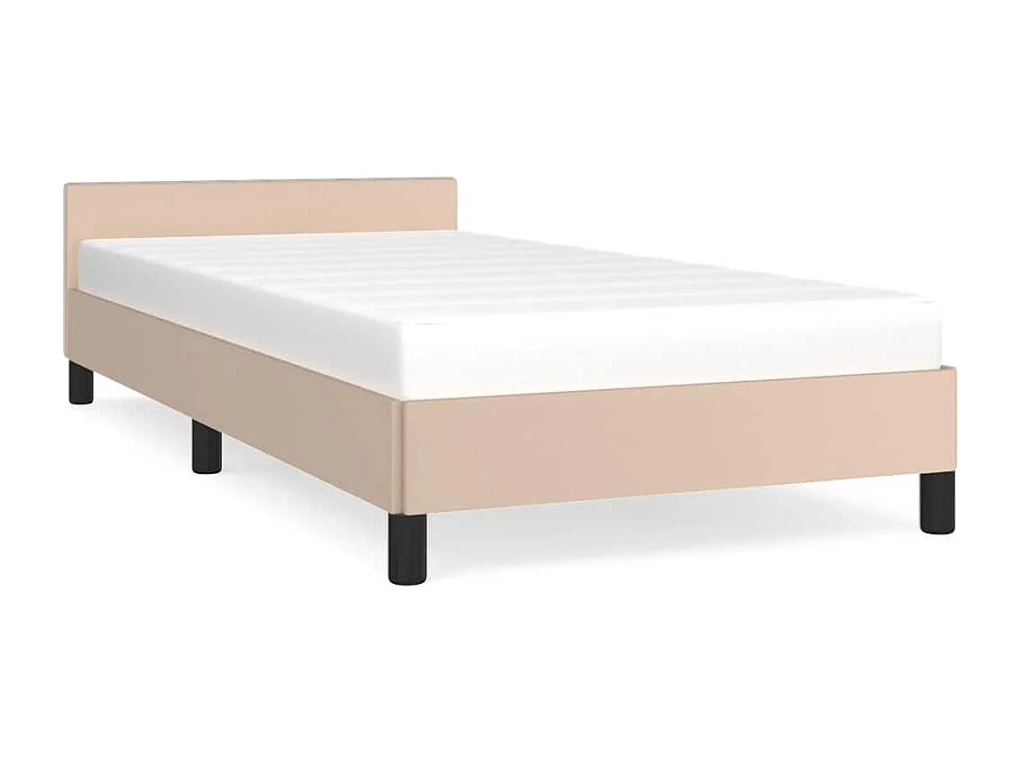 Lit simple | Lit adulte, enfant | Cadre de lit avec tête de lit cappuccino 80x200 cm