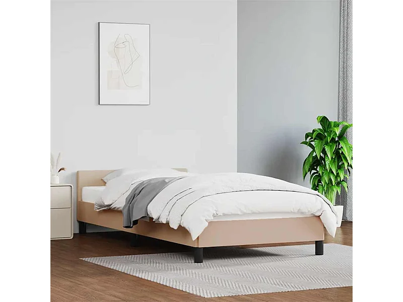 Lit simple | Lit adulte, enfant | Cadre de lit avec tête de lit cappuccino 80x200 cm