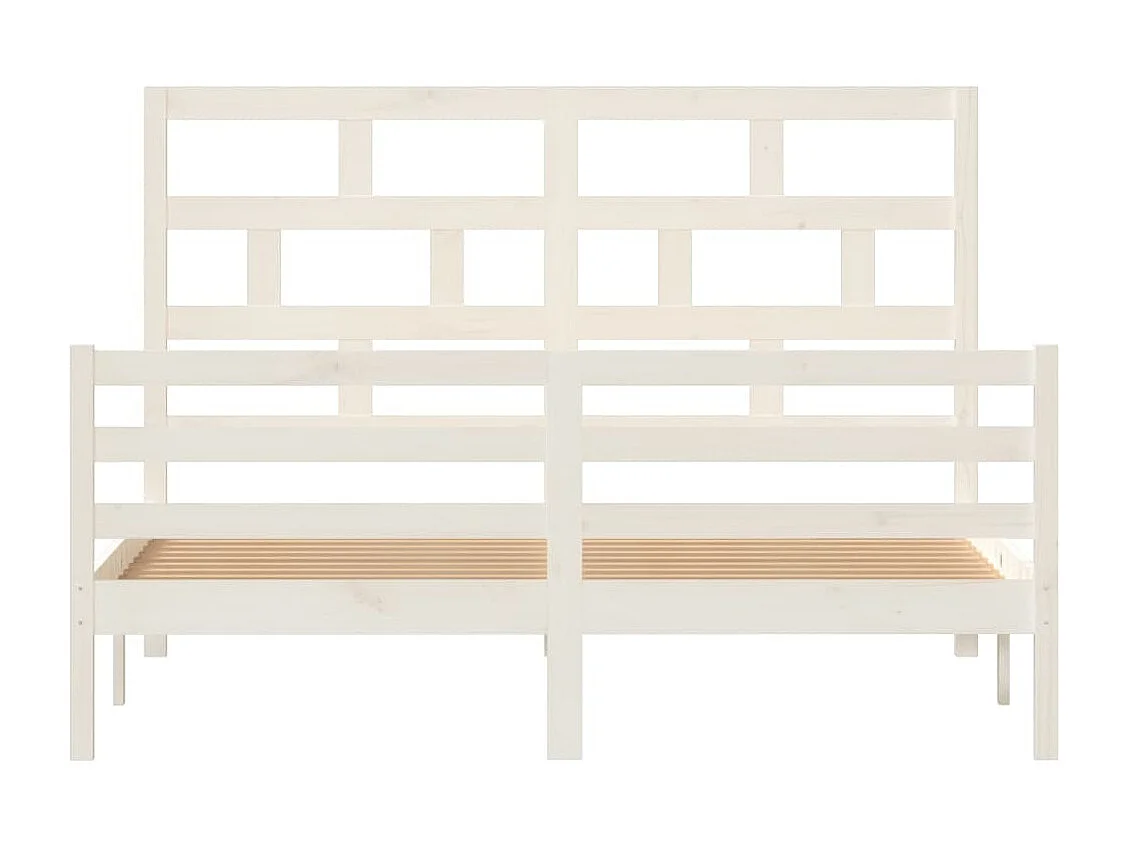 Lit double | Lit adulte | Cadre de lit blanc bois de pin massif 150x200 cm