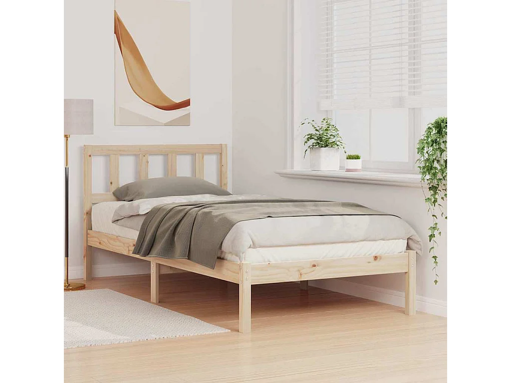 Lit simple | Lit adulte, enfant | Cadre de lit Marron 80x200 cm Bois massif en pin