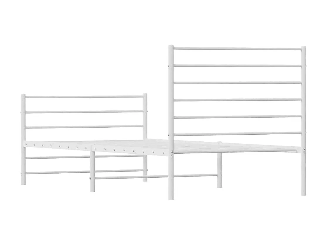 Lit simple | Lit adulte, enfant | Cadre de lit métal avec pied de lit blanc 90x190cm