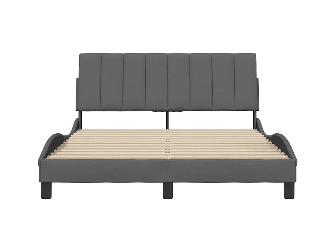 Letto per adulti | Letto matrimoniale | Giroletto senza Materasso Hanko Grigio Scuro 140x190 cm Tessuto