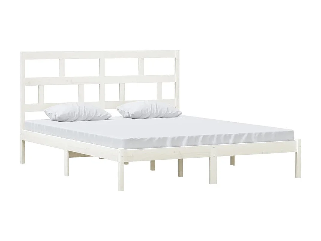 Lit double | Lit adulte | Cadre de lit blanc bois massif 160x200 cm