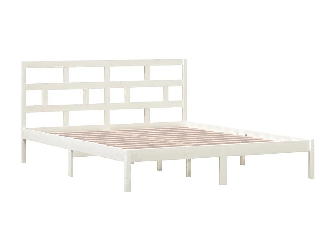 Lit double | Lit adulte | Cadre de lit blanc bois massif 160x200 cm