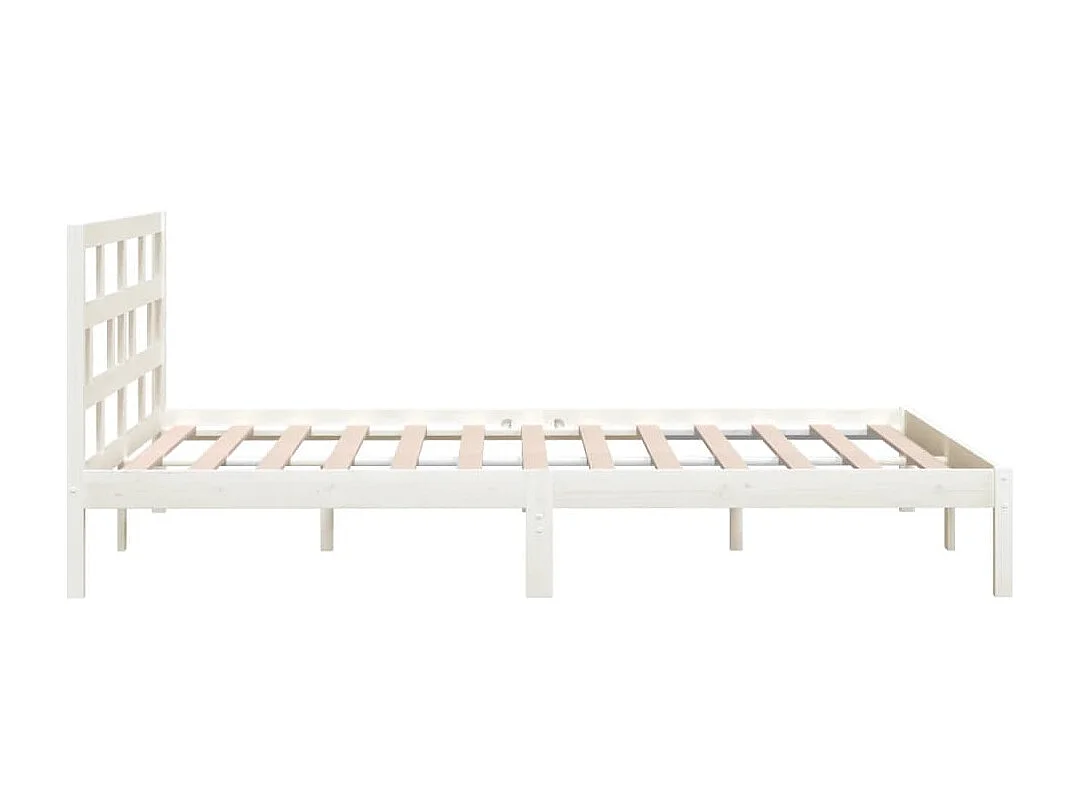 Lit double | Lit adulte | Cadre de lit blanc bois massif 160x200 cm