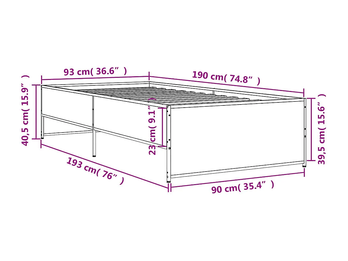 Lit simple | Lit adulte, enfant | Cadre de lit noir 90x190 cm