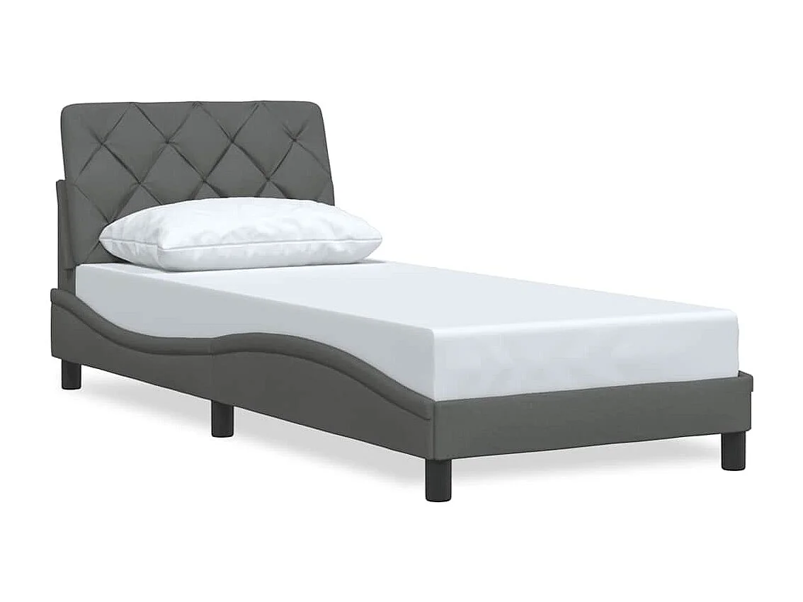 Letto per adulti | Letto singolo | Giroletto senza Materasso Grigio Scuro 90x190 cm Tessuto