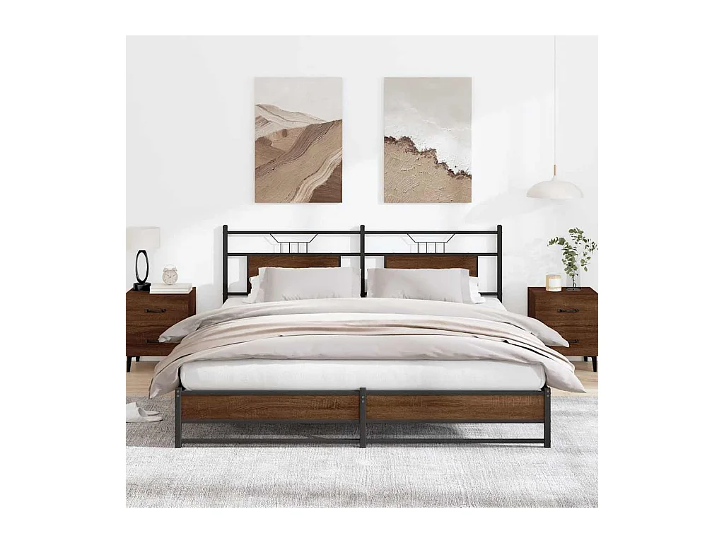 Letto per adulti | Letto matrimoniale | Giroletto senza Materaso in Metallo Rovere Marrone 180x200 cm