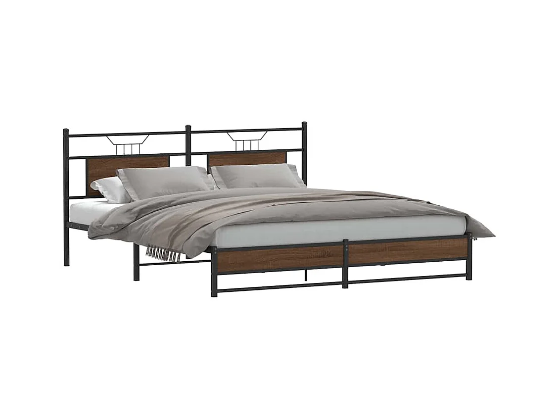 Letto per adulti | Letto matrimoniale | Giroletto senza Materaso in Metallo Rovere Marrone 180x200 cm