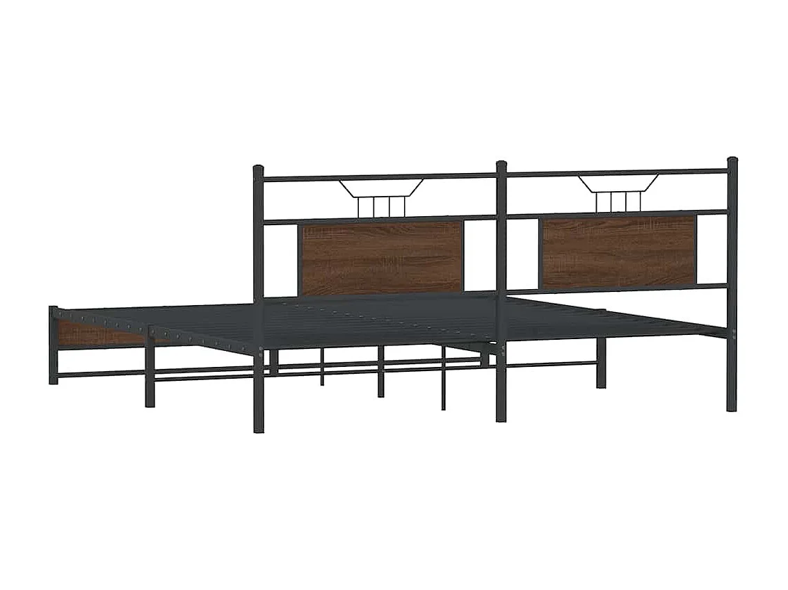Letto per adulti | Letto matrimoniale | Giroletto senza Materaso in Metallo Rovere Marrone 180x200 cm