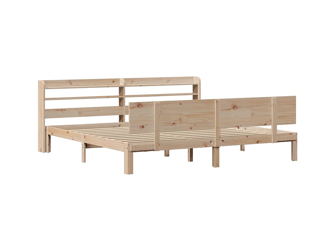 Letto per adulti | Letto matrimoniale | Giroletto con Testiera 200x200 cm in Legno Massello di Pino
