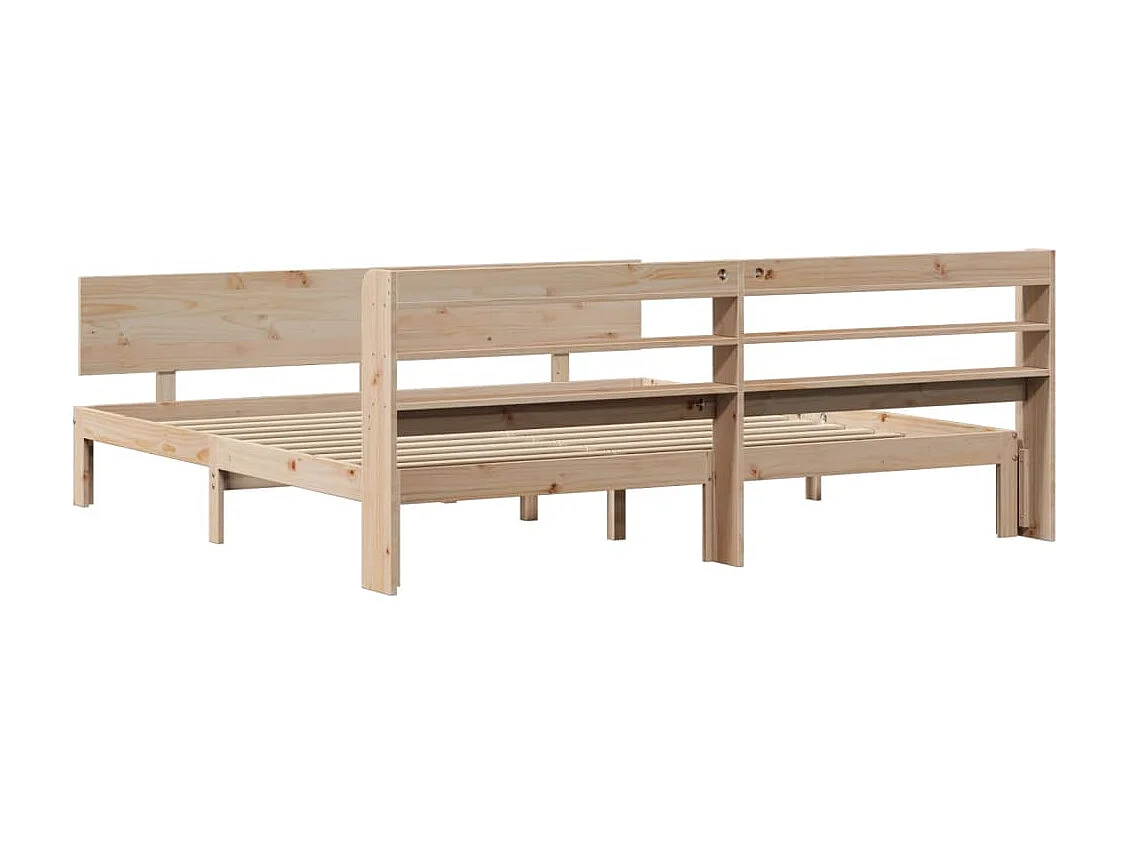 Letto per adulti | Letto matrimoniale | Giroletto con Testiera 200x200 cm in Legno Massello di Pino