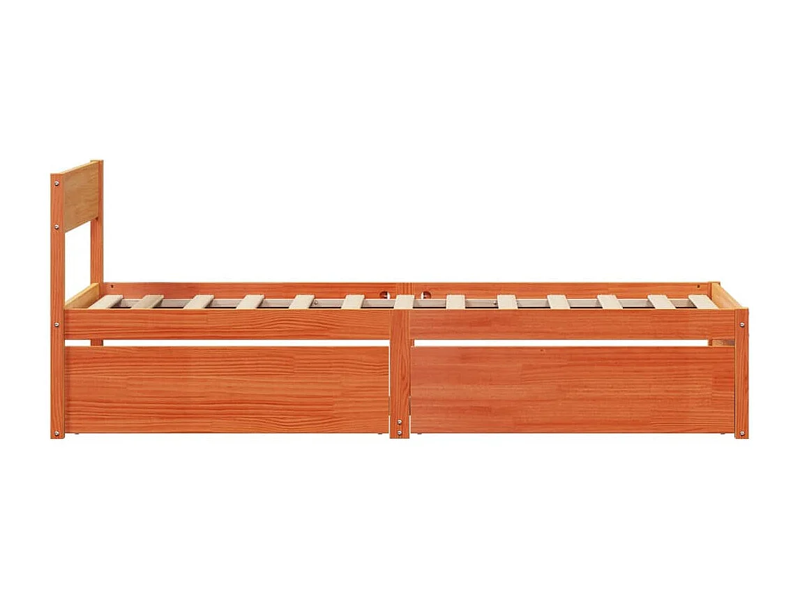 Lit simple | Lit adulte, enfant | Cadre de lit cire marron 90x200 cm bois pin massif