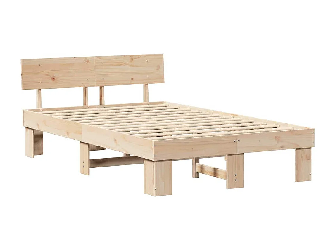 Lit double | Lit adulte | Cadre de lit Marron 140x190 cm Bois massif en pin