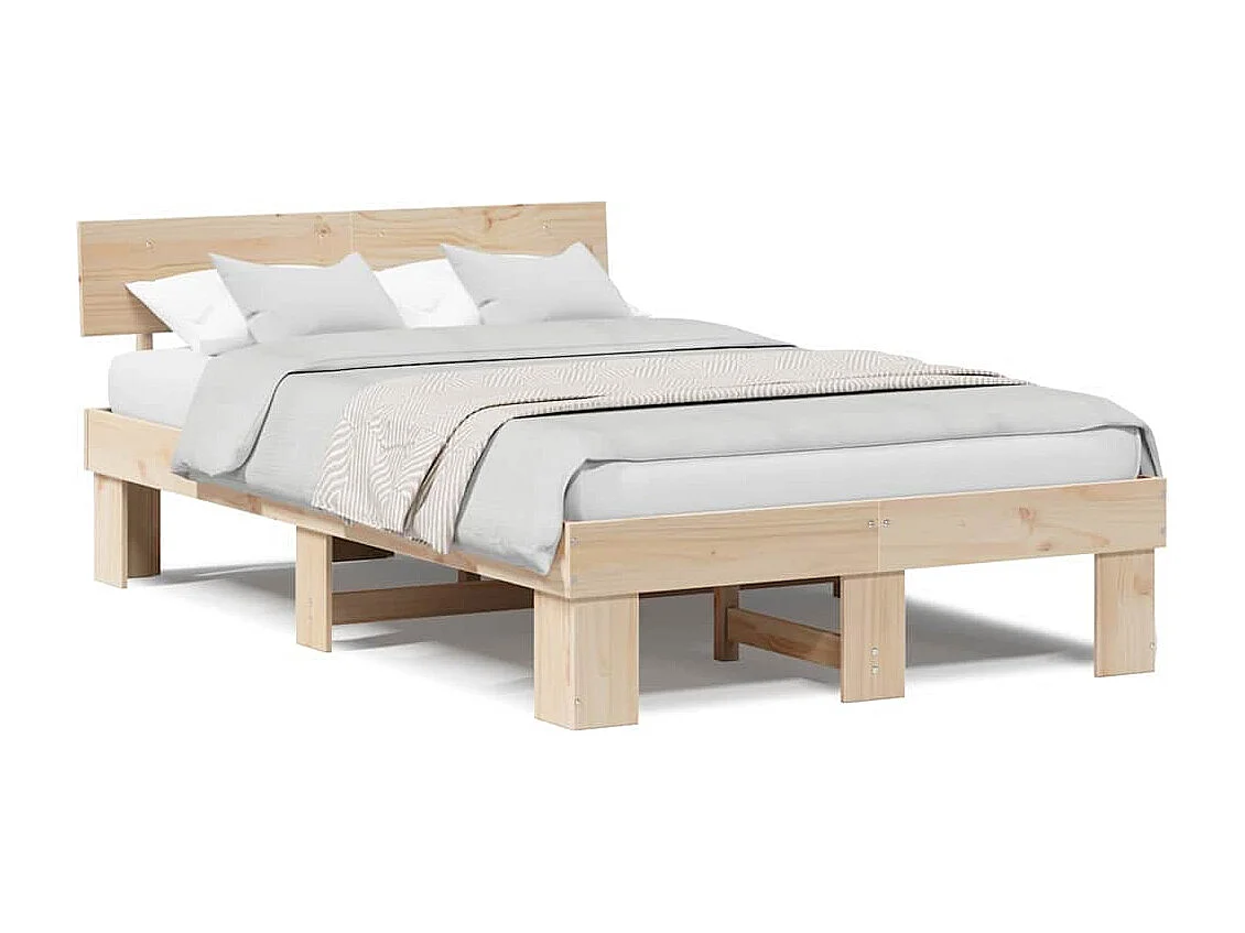 Lit double | Lit adulte | Cadre de lit Marron 140x190 cm Bois massif en pin