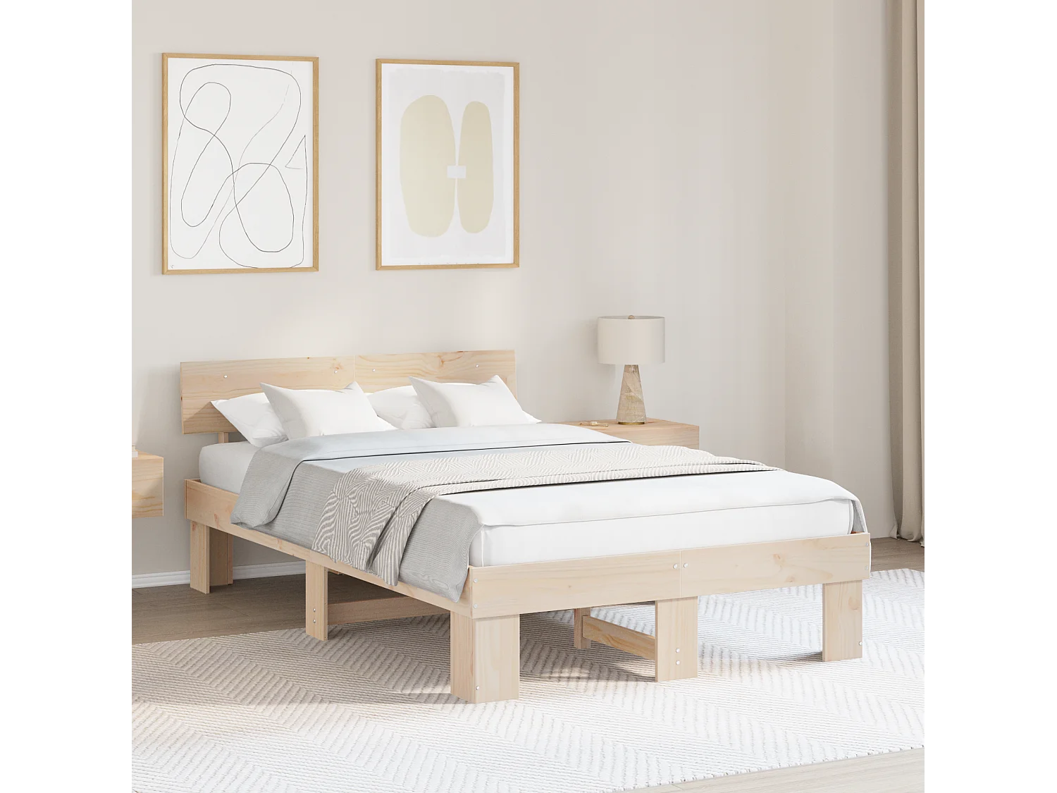 Lit double | Lit adulte | Cadre de lit Marron 140x190 cm Bois massif en pin