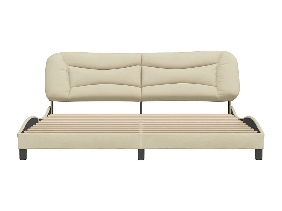 Lit double | Lit adulte | Cadre de lit crème 200x200 cm tissu