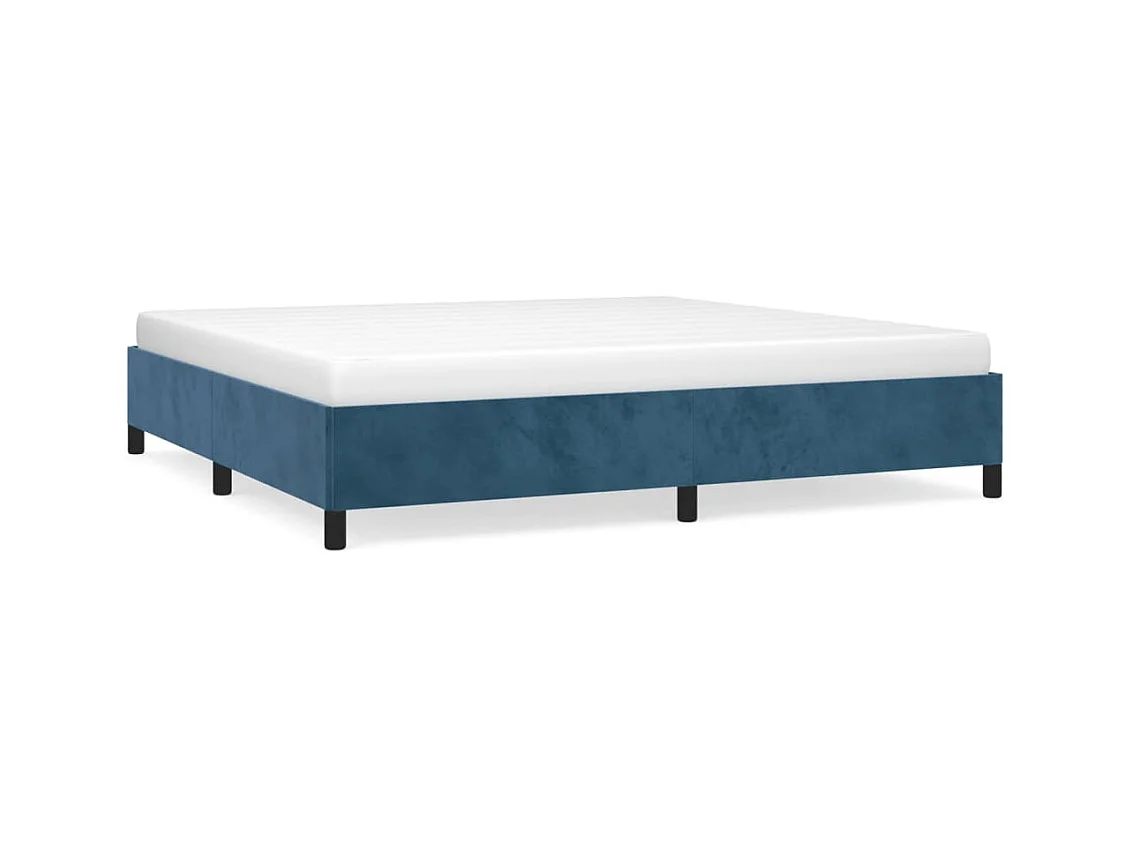 Lit double | Lit adulte | Cadre de lit bleu foncé 200x200 cm velours