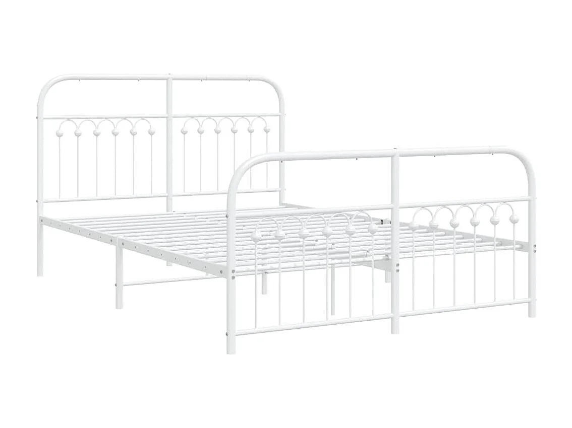 Lit double | Lit adulte | Cadre de lit métal et pied de lit blanc 140x200 cm