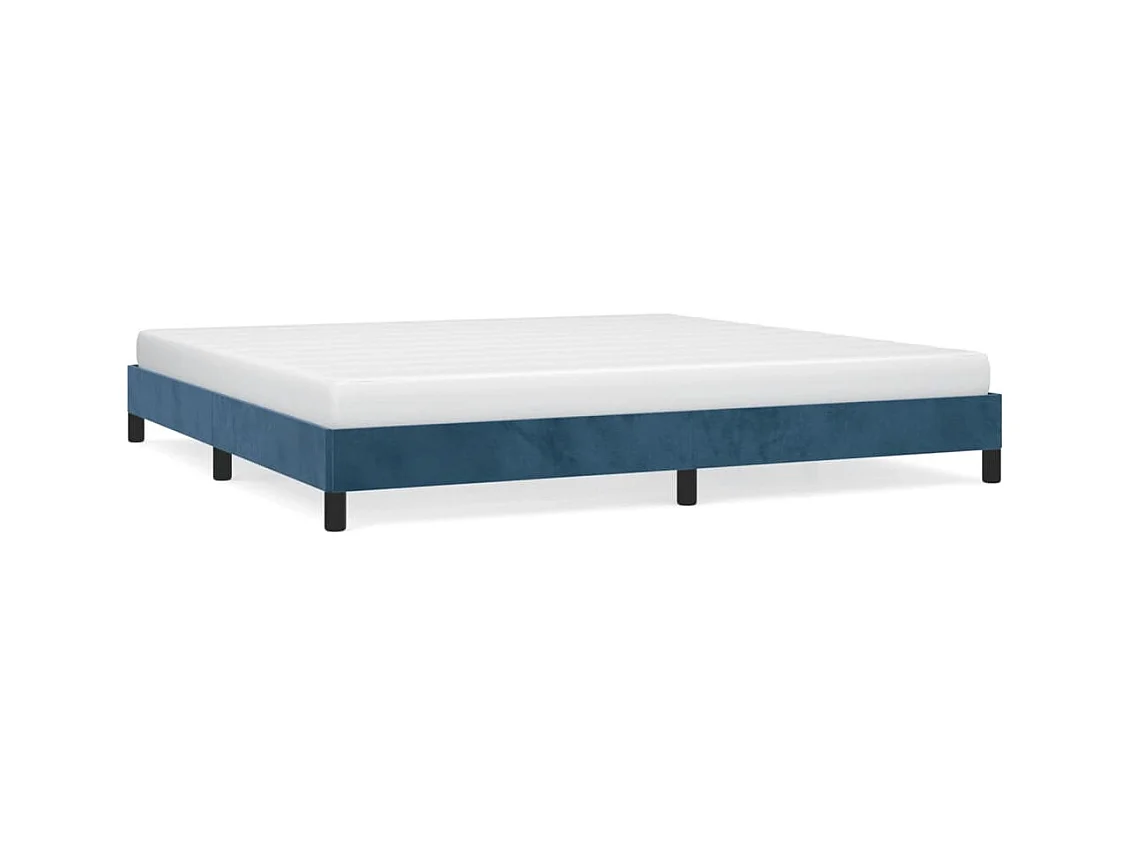 Lit double | Lit adulte | Cadre de lit bleu foncé 200x200 cm velours