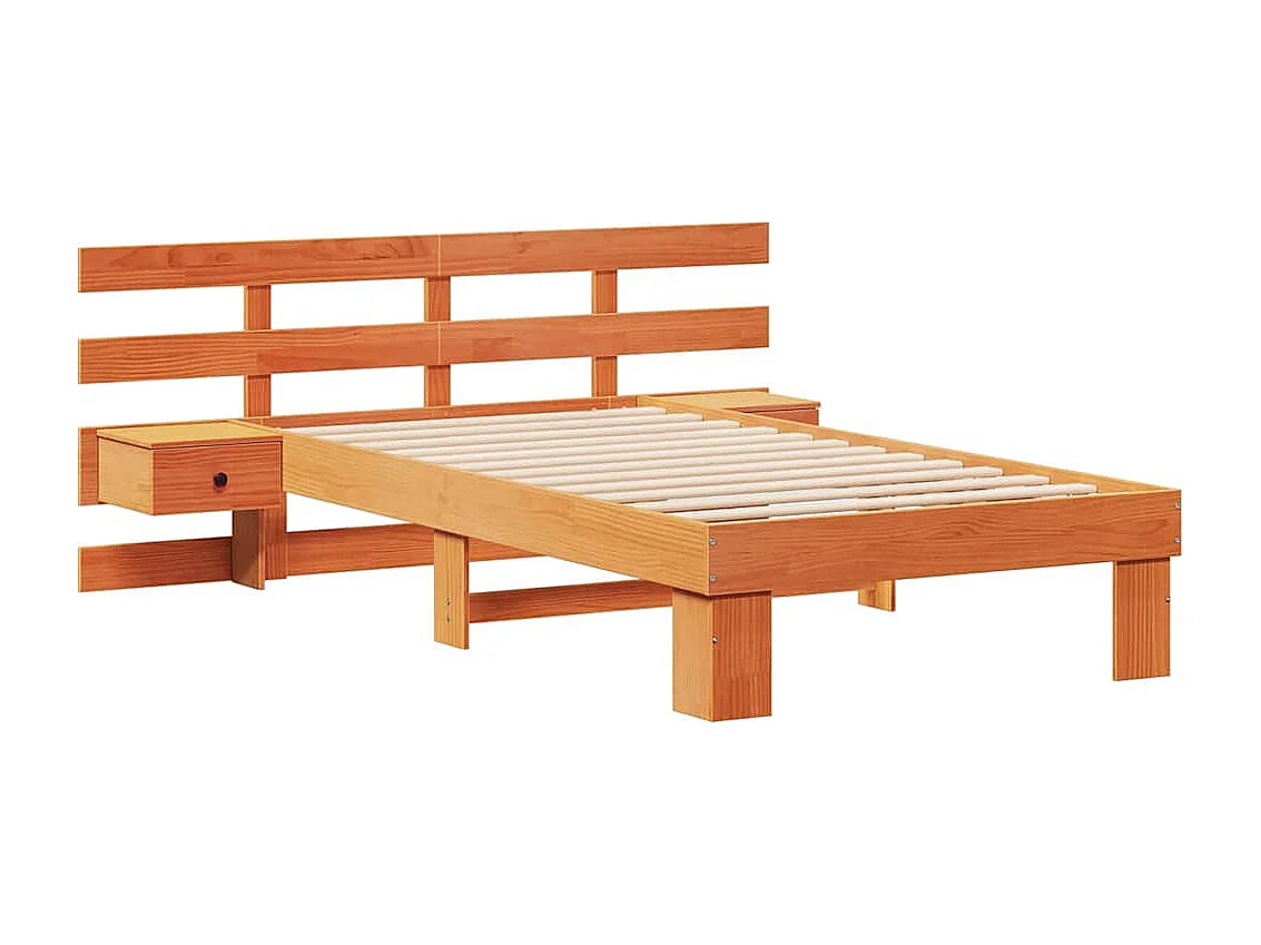 Lit simple | Lit adulte, enfant | Cadre de lit Marron cire 100x200 cm Bois massif en pin