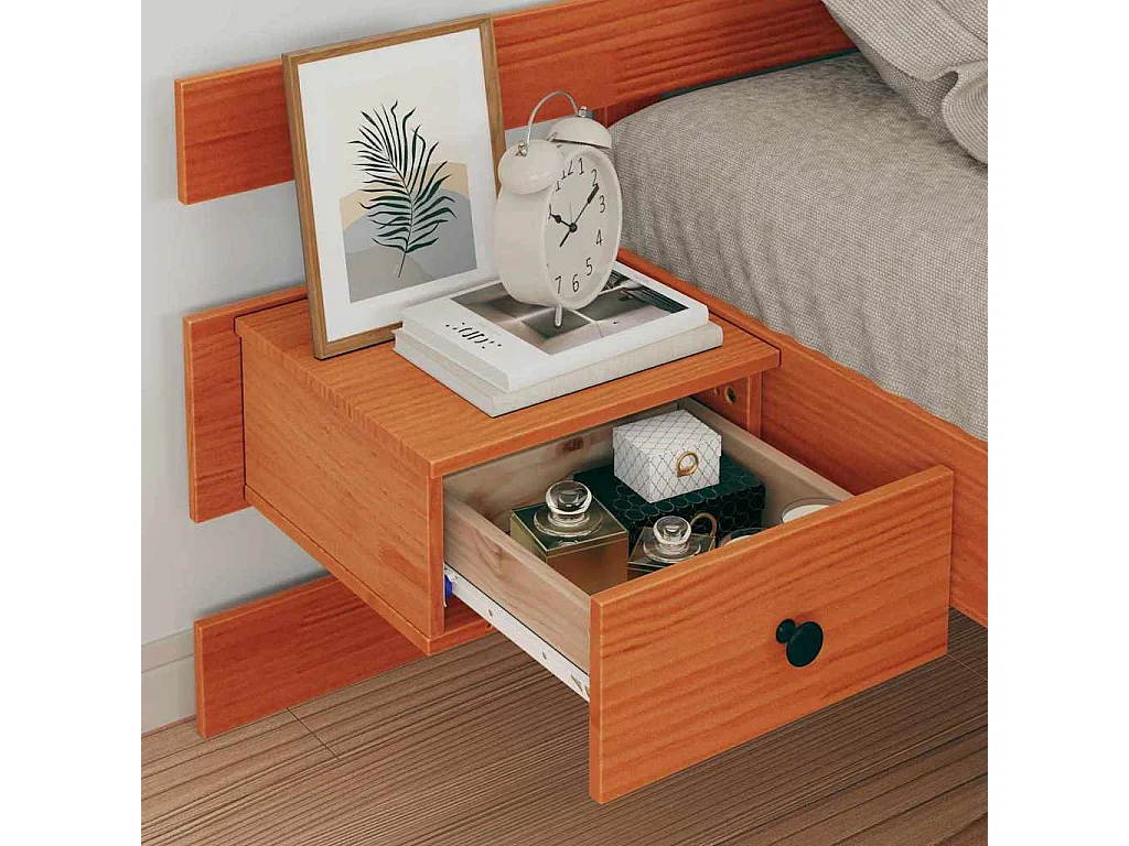Lit simple | Lit adulte, enfant | Cadre de lit Marron cire 100x200 cm Bois massif en pin
