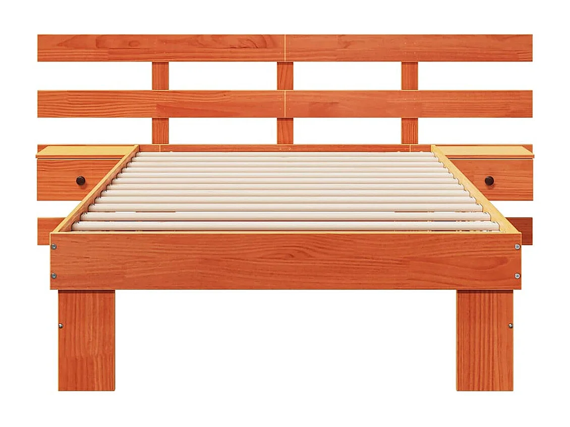 Lit simple | Lit adulte, enfant | Cadre de lit Marron cire 100x200 cm Bois massif en pin