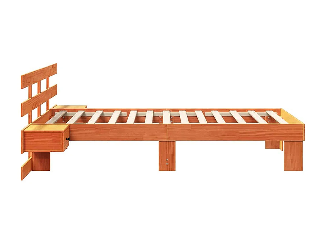Lit simple | Lit adulte, enfant | Cadre de lit Marron cire 100x200 cm Bois massif en pin