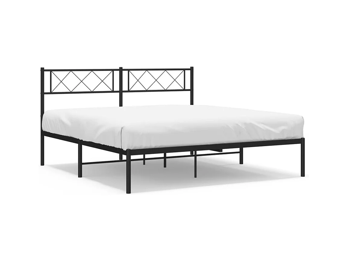 Lit double | Lit adulte | Cadre de lit métal avec tête de lit noir 140x190cm