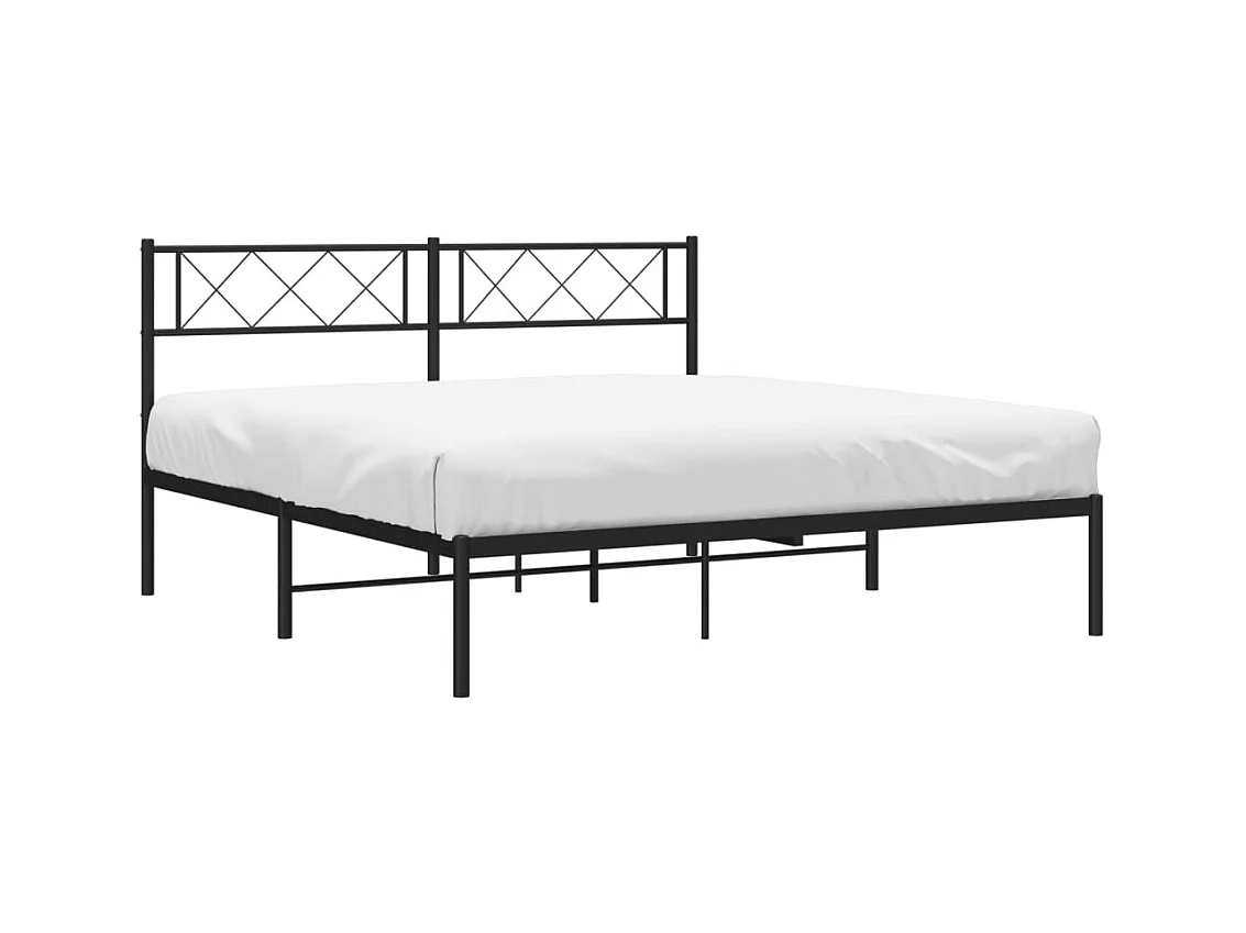 Lit double | Lit adulte | Cadre de lit métal avec tête de lit noir 140x190cm