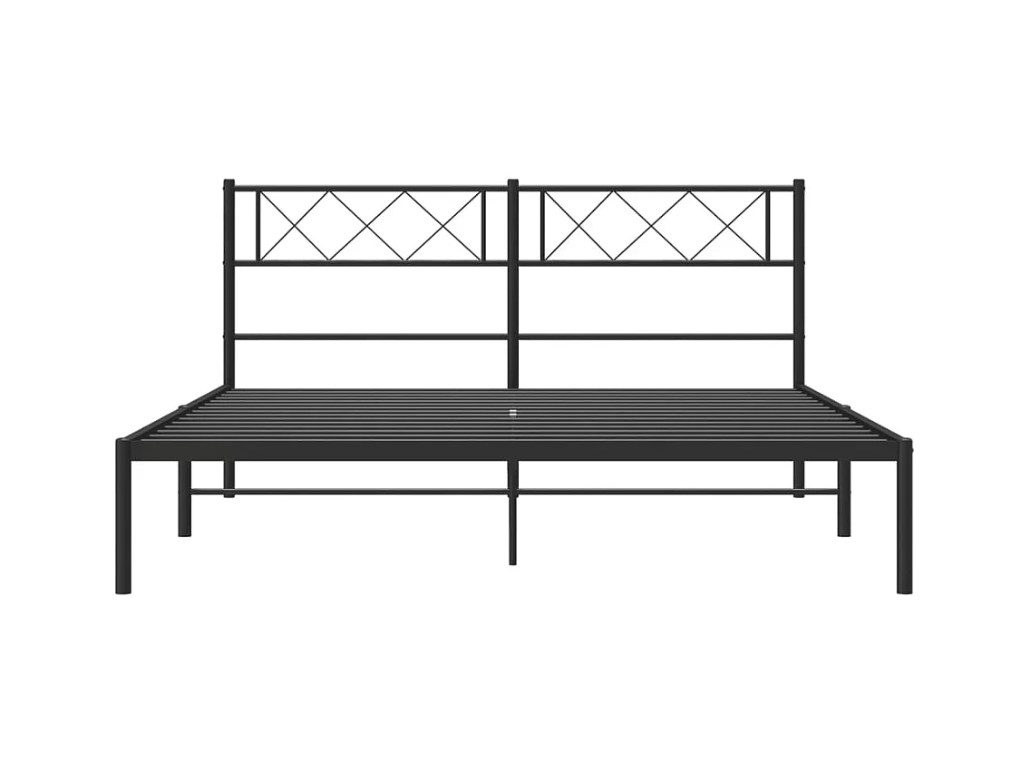 Lit double | Lit adulte | Cadre de lit métal avec tête de lit noir 140x190cm