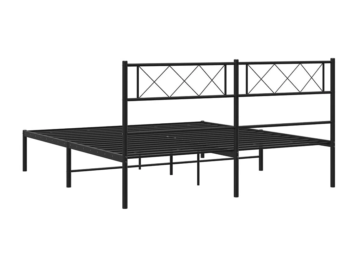 Lit double | Lit adulte | Cadre de lit métal avec tête de lit noir 140x190cm