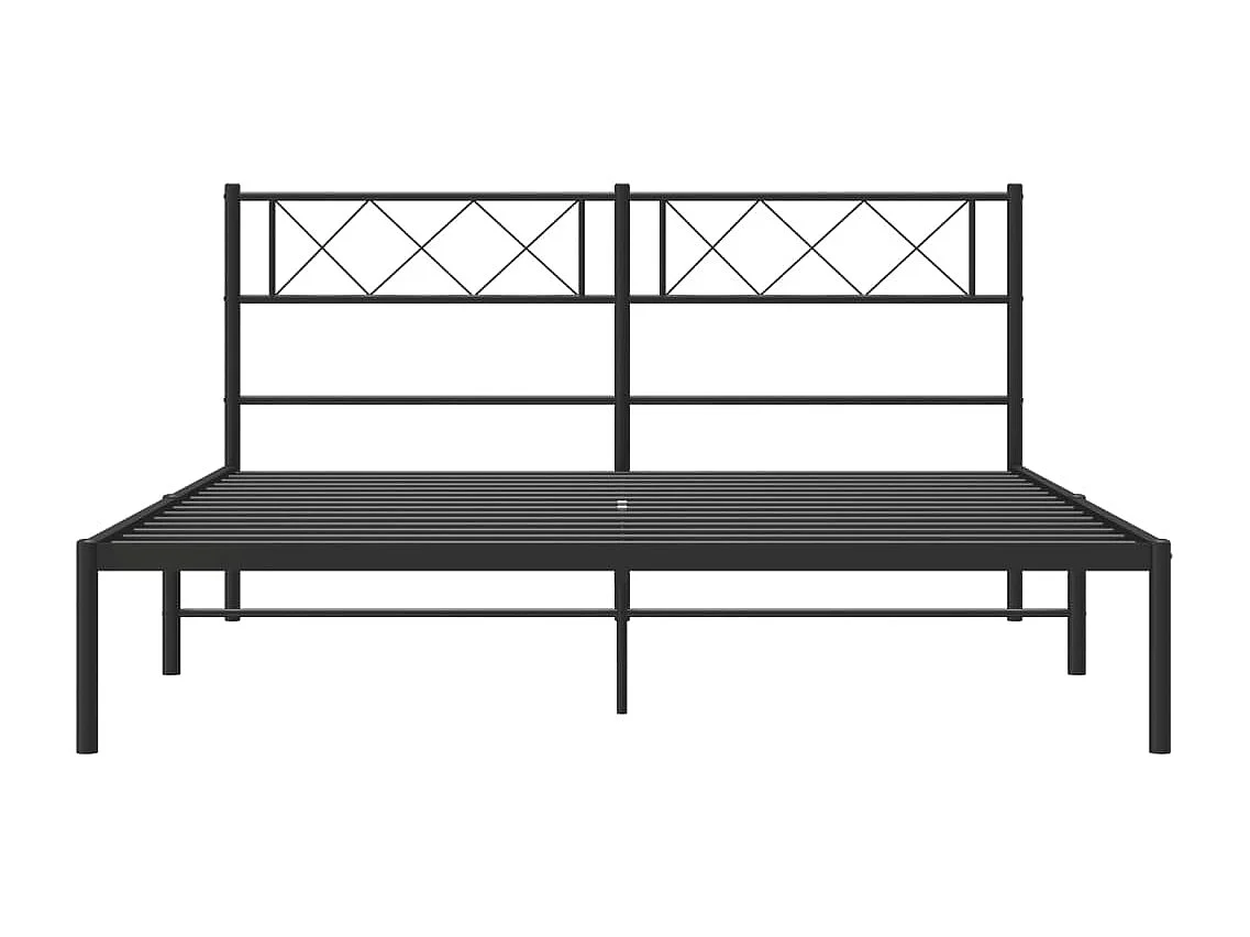 Lit double | Lit adulte | Cadre de lit métal avec tête de lit noir 140x190cm