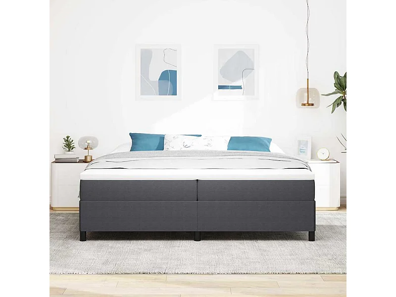 Lit double | Lit adulte | Cadre de lit Gris foncé 200x200 cm Tissu en velours côtelé