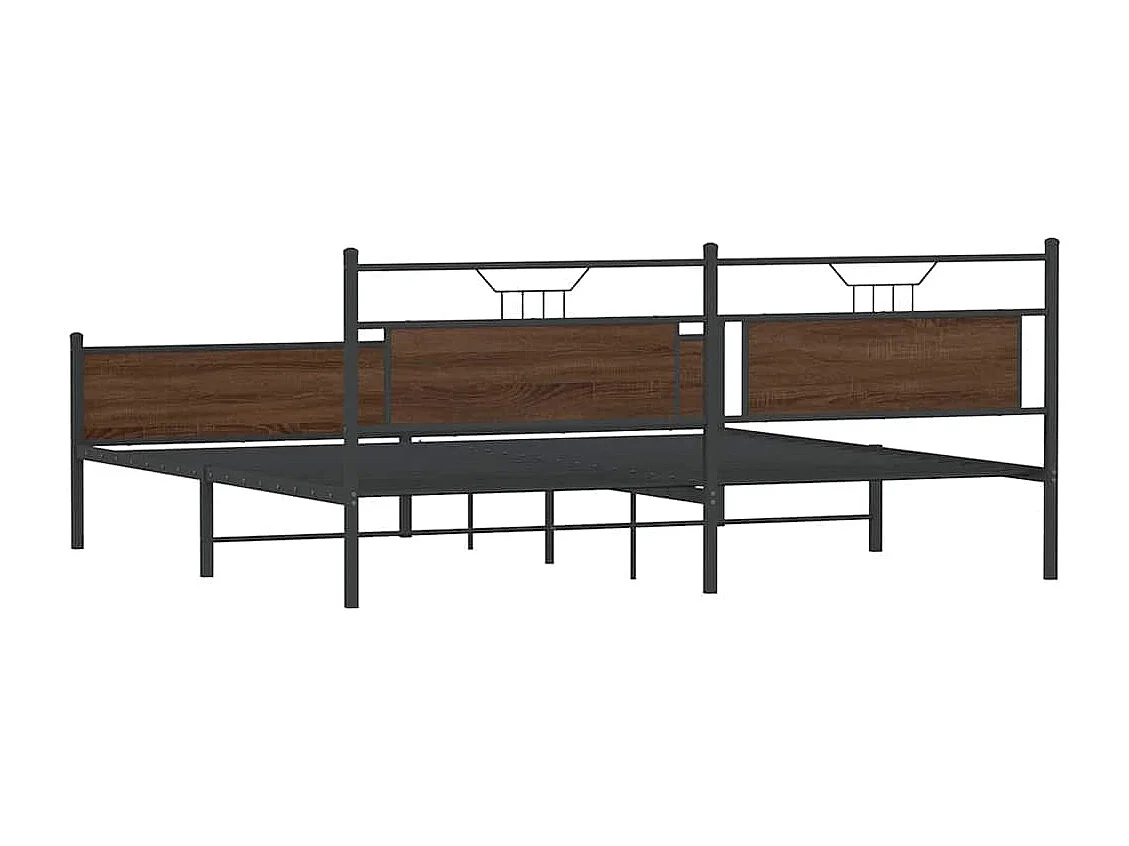 Letto per adulti | Letto matrimoniale | Giroletto senza Materaso in Metallo Rovere Marrone 193x201 cm