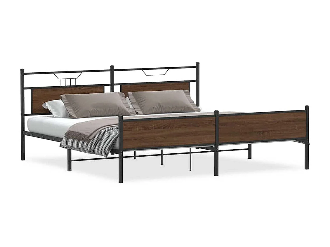 Lit double | Lit adulte | Cadre de lit en métal chêne marron 193x203 cm