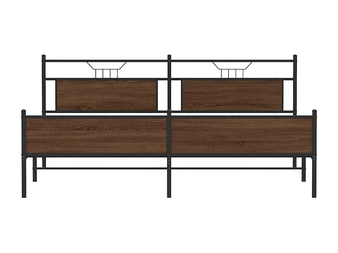 Lit double | Lit adulte | Cadre de lit en métal chêne marron 193x203 cm