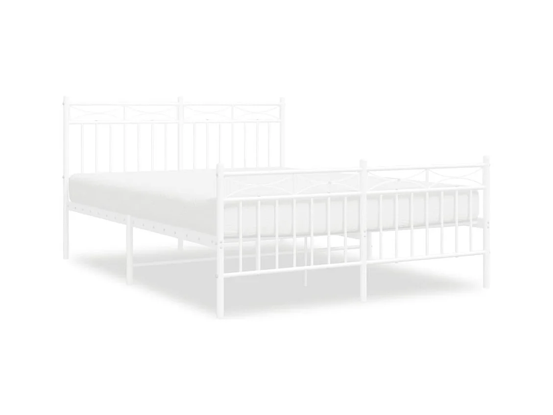 Lit double | Lit adulte | Cadre de lit métal et pied de lit blanc 140x190 cm