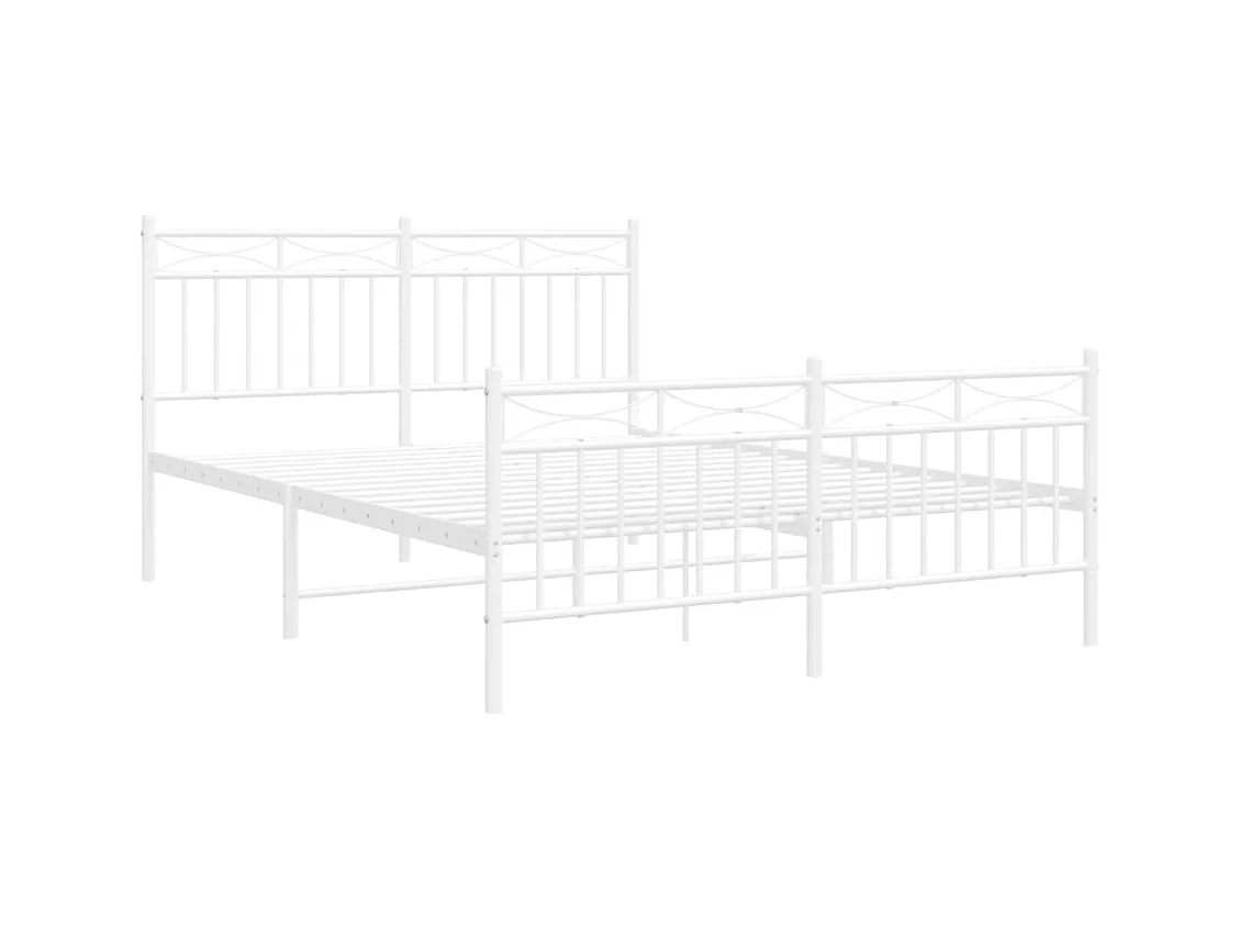 Lit double | Lit adulte | Cadre de lit métal et pied de lit blanc 140x190 cm