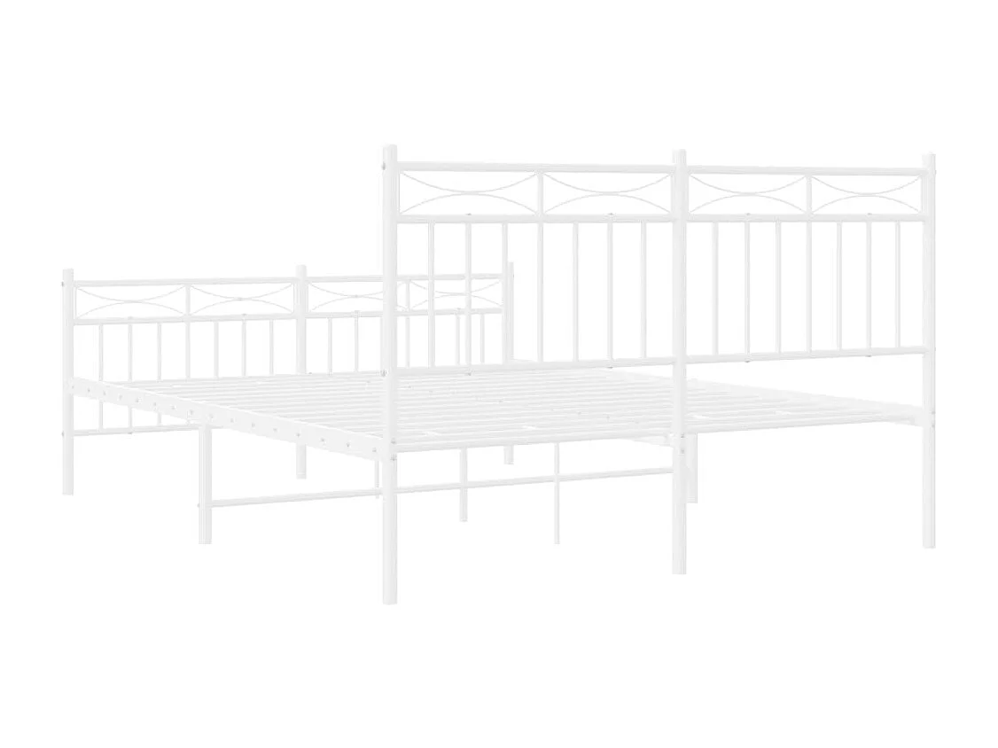 Lit double | Lit adulte | Cadre de lit métal et pied de lit blanc 140x190 cm