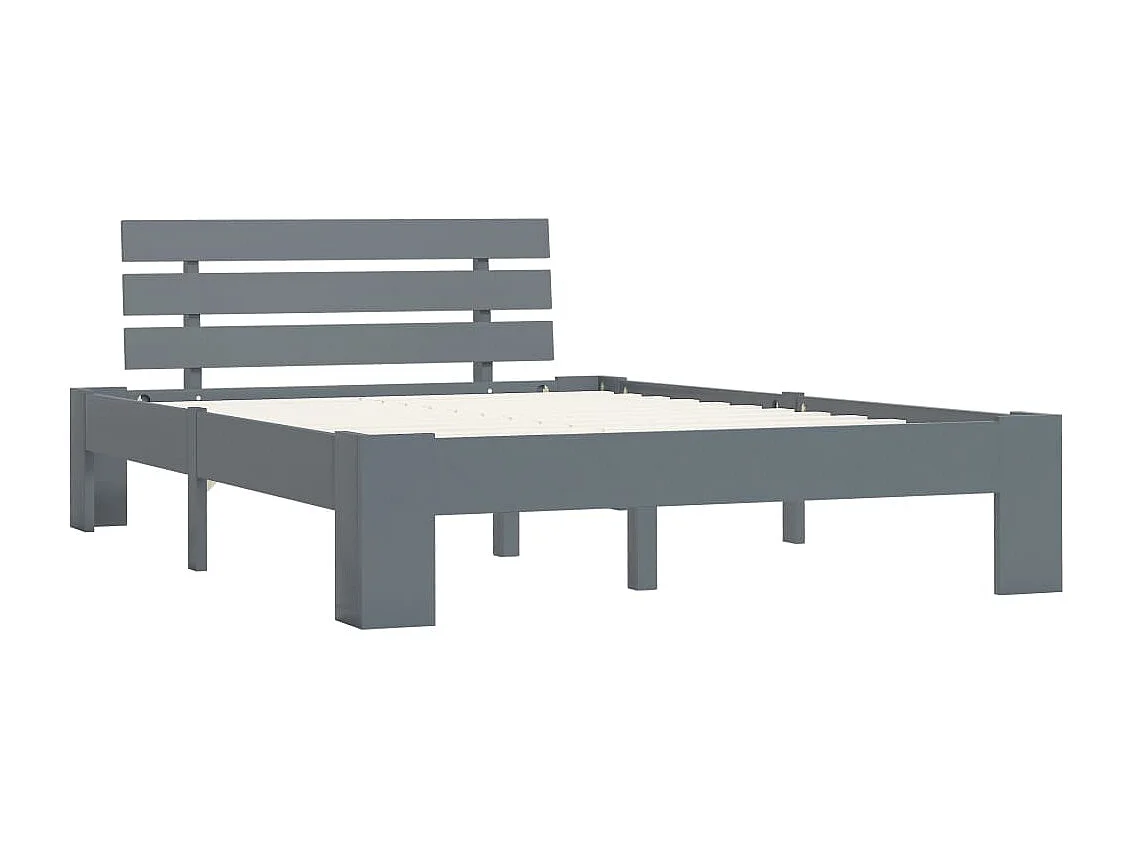 Lit simple | Lit adulte, enfant | Cadre de lit gris bois de pin massif 120x200 cm