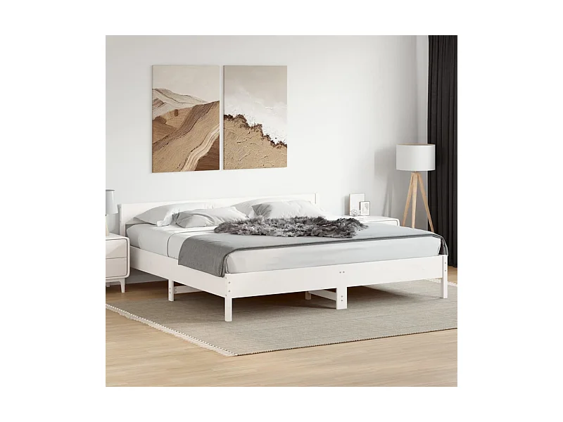 Letto per adulti | Letto matrimoniale | Giroletto senza Materasso Bianco 180x200 cm Legno Massello Pino